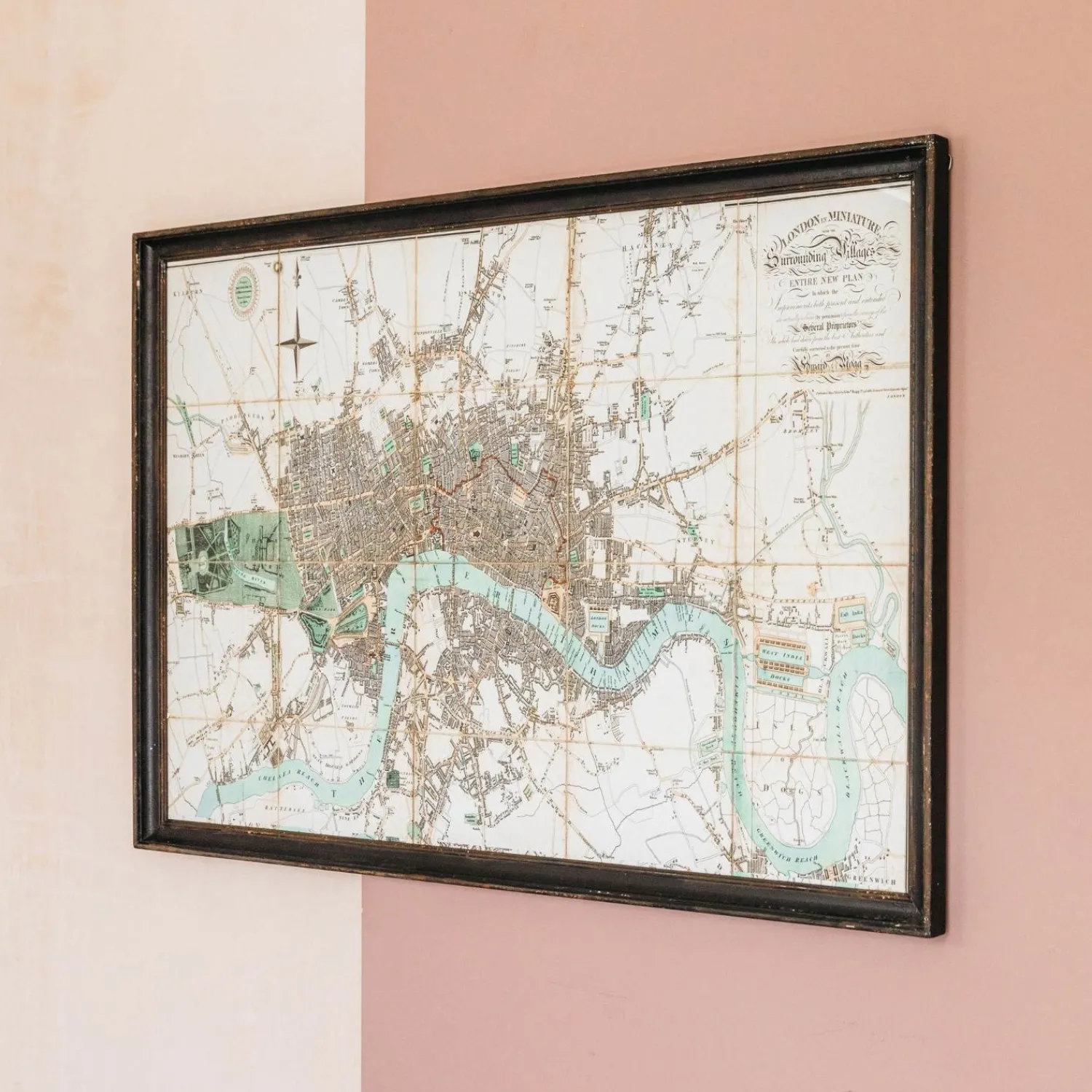 Graham & Green Framed River Thames Map