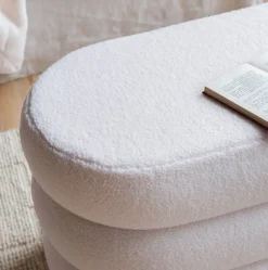 Graham & Green Gio White Teddy Ottoman
