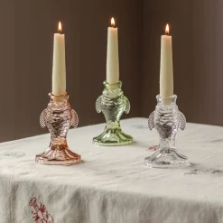 Graham & Green Glass Fish Candle Holders