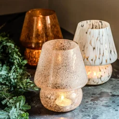 Graham & Green Glass Mushroom Tealight Holders