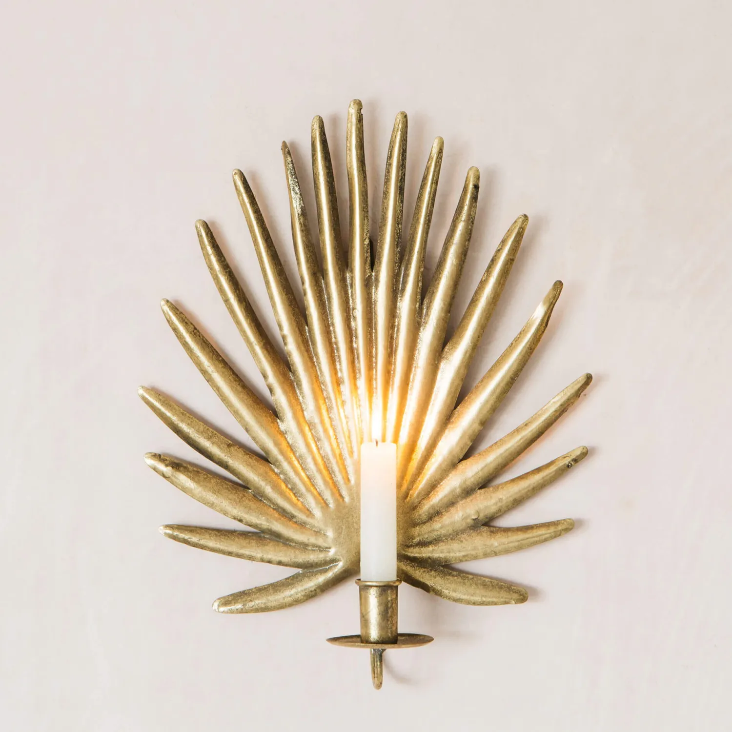 Graham & Green Gold Palm Candle Holder Wall Sconce