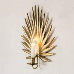 Graham & Green Gold Palm Candle Holder Wall Sconce
