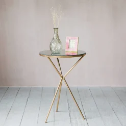 Graham & Green Gold Tripod Mirrored Table