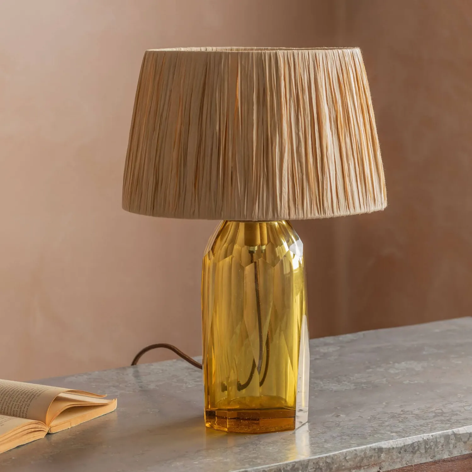 Graham & Green Granville Mustard Glass Table Lamp