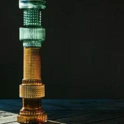 Graham & Green Green and Brown Glass Candle Holder