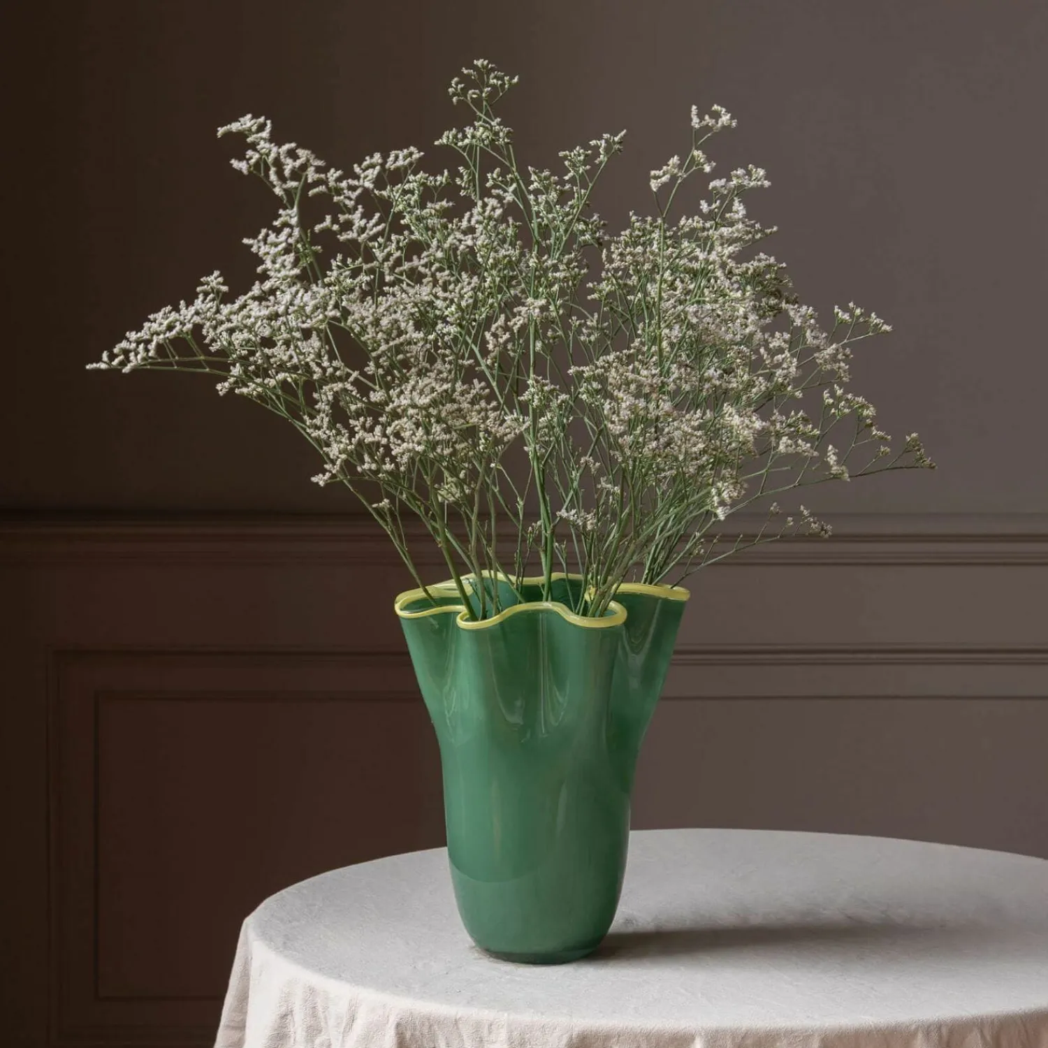Graham & Green Green and Yellow Ruffle Vase - Large