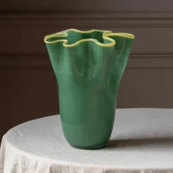 Graham & Green Green and Yellow Ruffle Vase - Large