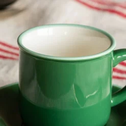 Graham & Green Green Ceramic Coffee Cup and Saucer