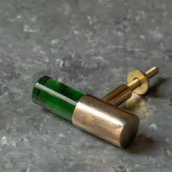 Graham & Green Green Glass and Brass Knob