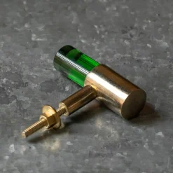 Graham & Green Green Glass and Brass Knob