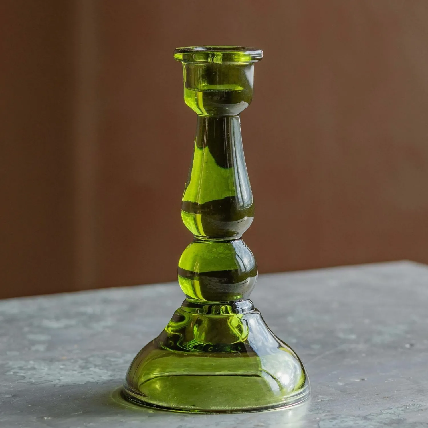 Graham & Green Green Glass Candle Holder