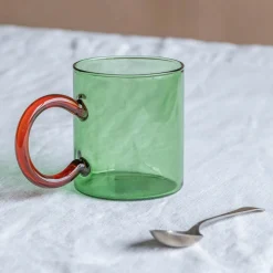 Graham & Green Green Glass Mug with Amber Handle