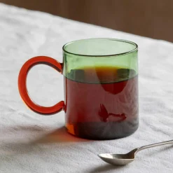 Graham & Green Green Glass Mug with Amber Handle