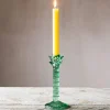 Graham & Green Green Glass Palm Tree Candle Holder