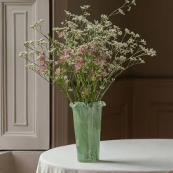 Graham & Green Green Glass Ruffle Vase