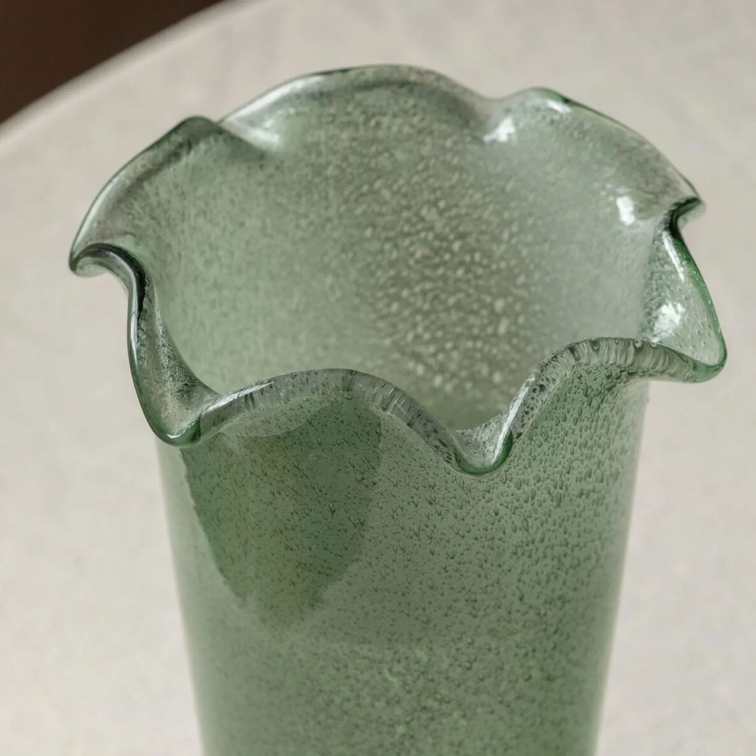 Graham & Green Green Glass Ruffle Vase