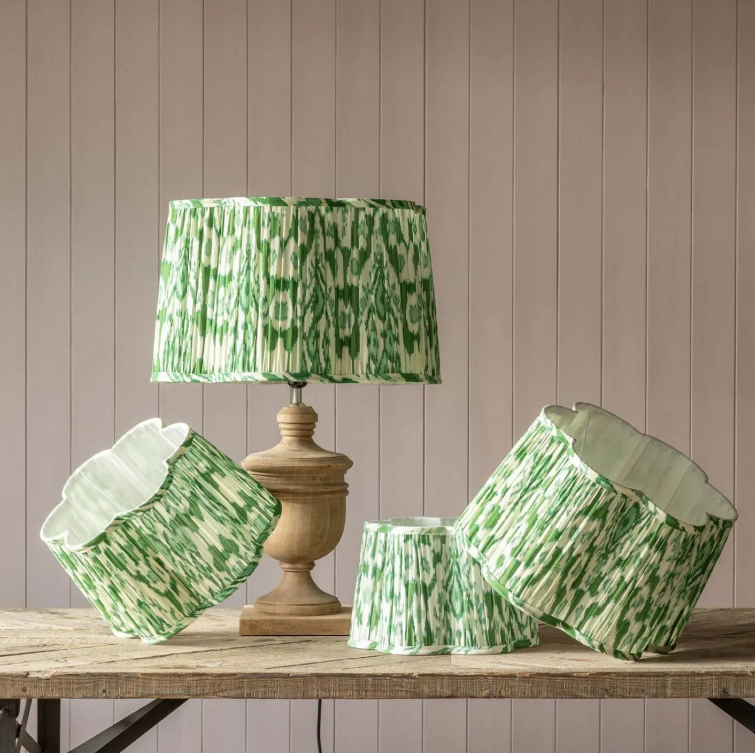 Graham & Green Green Ikat Flower Empire Lamp Shades