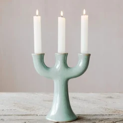 Graham & Green Green Stoneware Candle Holder