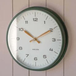 Graham & Green Green with Ochre Hands Factory Wall Clock