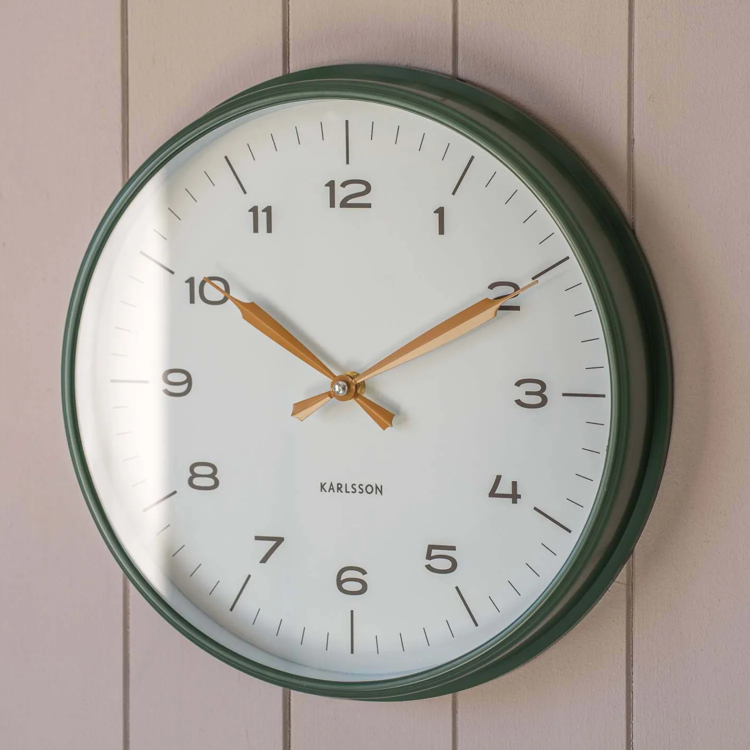 Graham & Green Green with Ochre Hands Factory Wall Clock