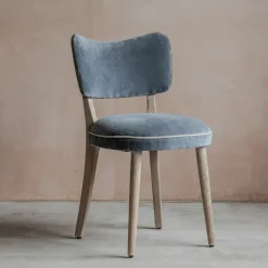 Graham & Green Grey Velvet Upholstered Dining Chair