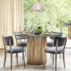 Graham & Green Grey Velvet Upholstered Dining Chair
