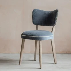 Graham & Green Grey Velvet Upholstered Dining Chair