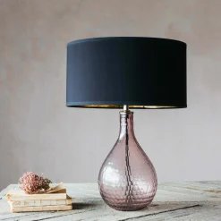 Graham & Green Hammered Pink Glass Table Lamp