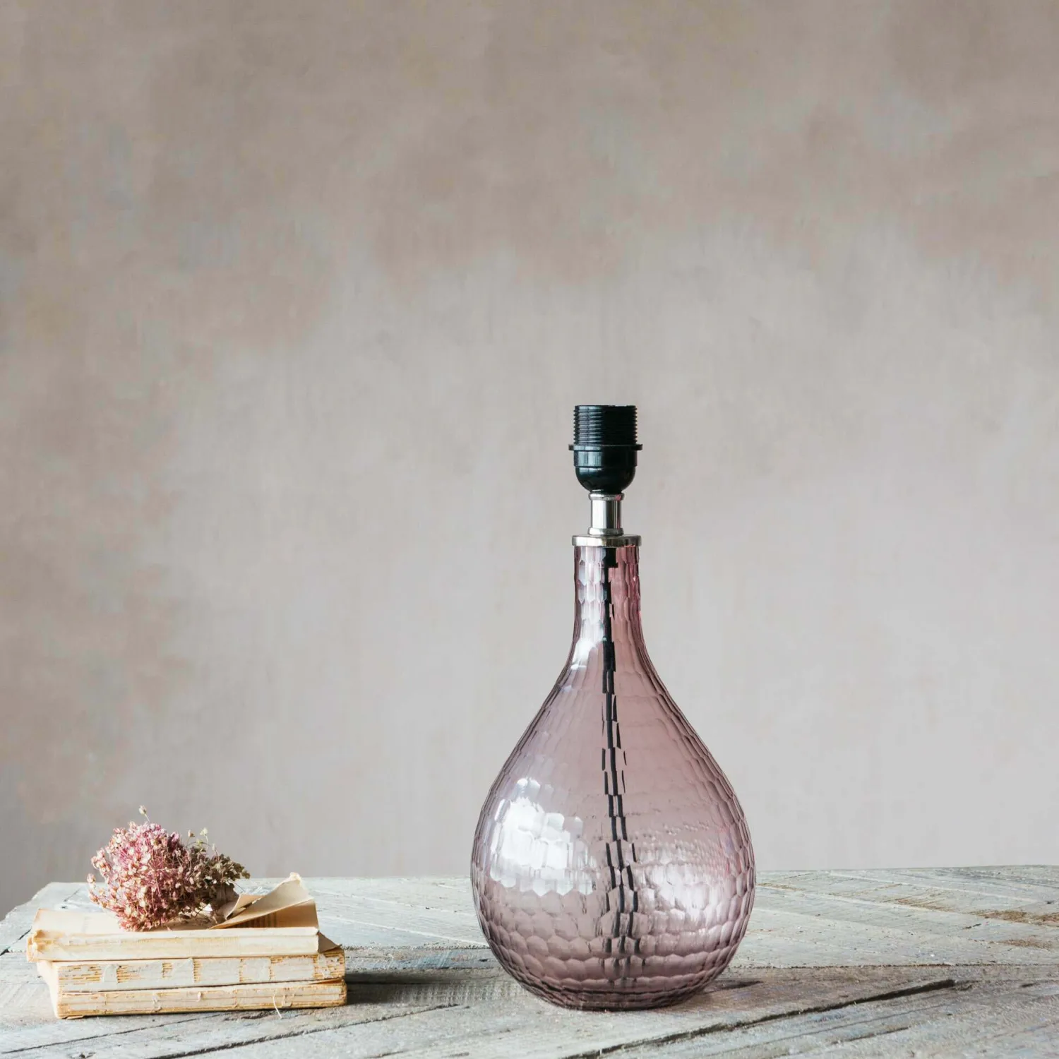 Graham & Green Hammered Pink Glass Table Lamp