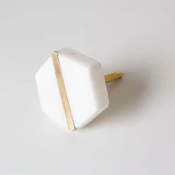 Graham & Green Hexagon Marble and Brass Knob