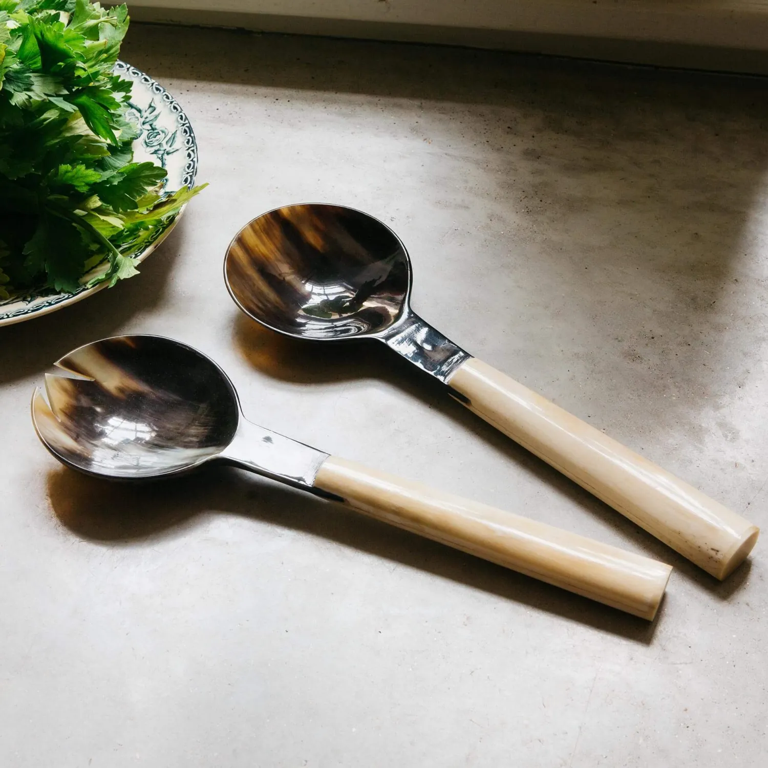 Graham & Green Horn and Bone Salad Servers