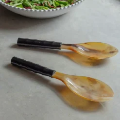 Graham & Green Horn and Resin Salad Servers