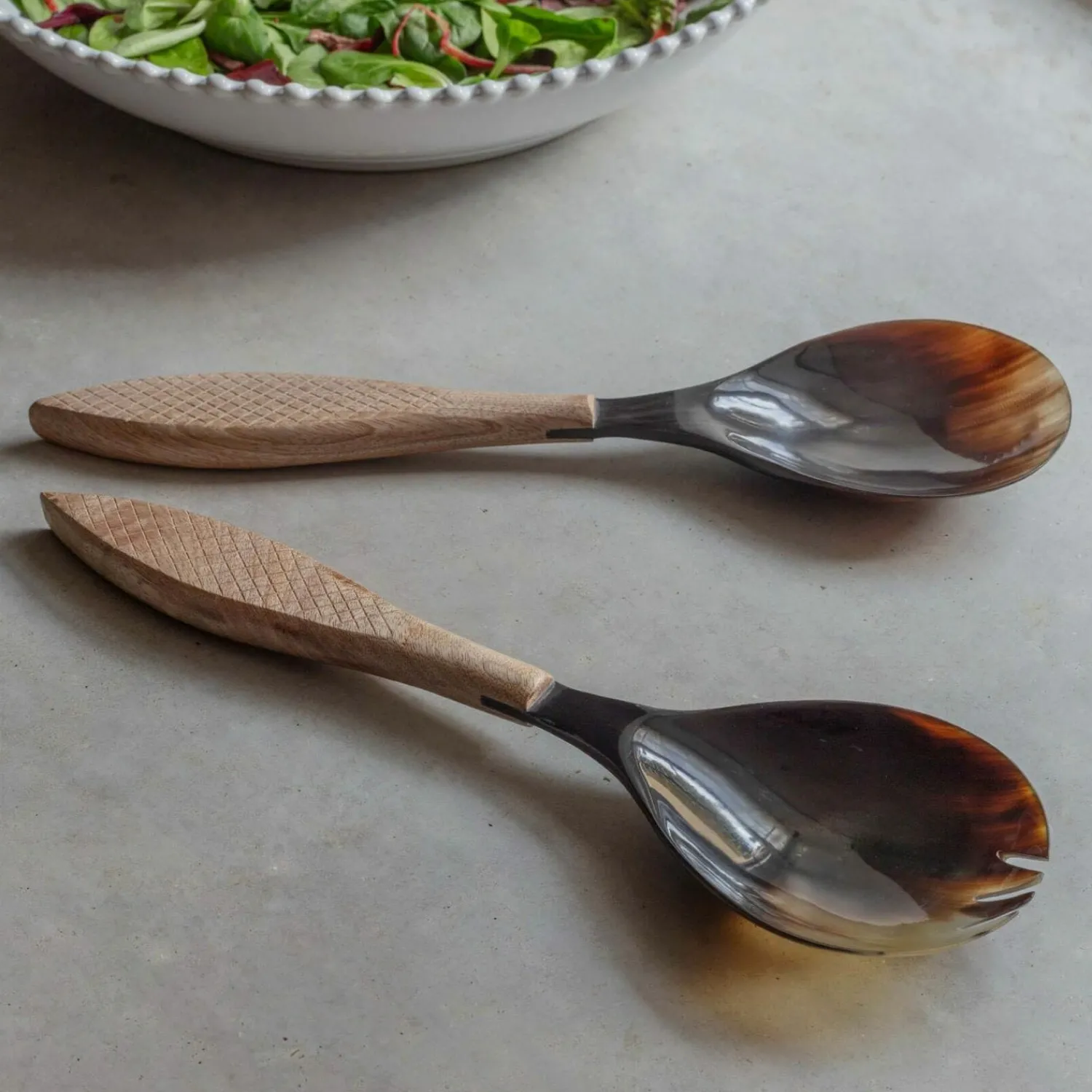 Graham & Green Horn and Wood Salad Servers