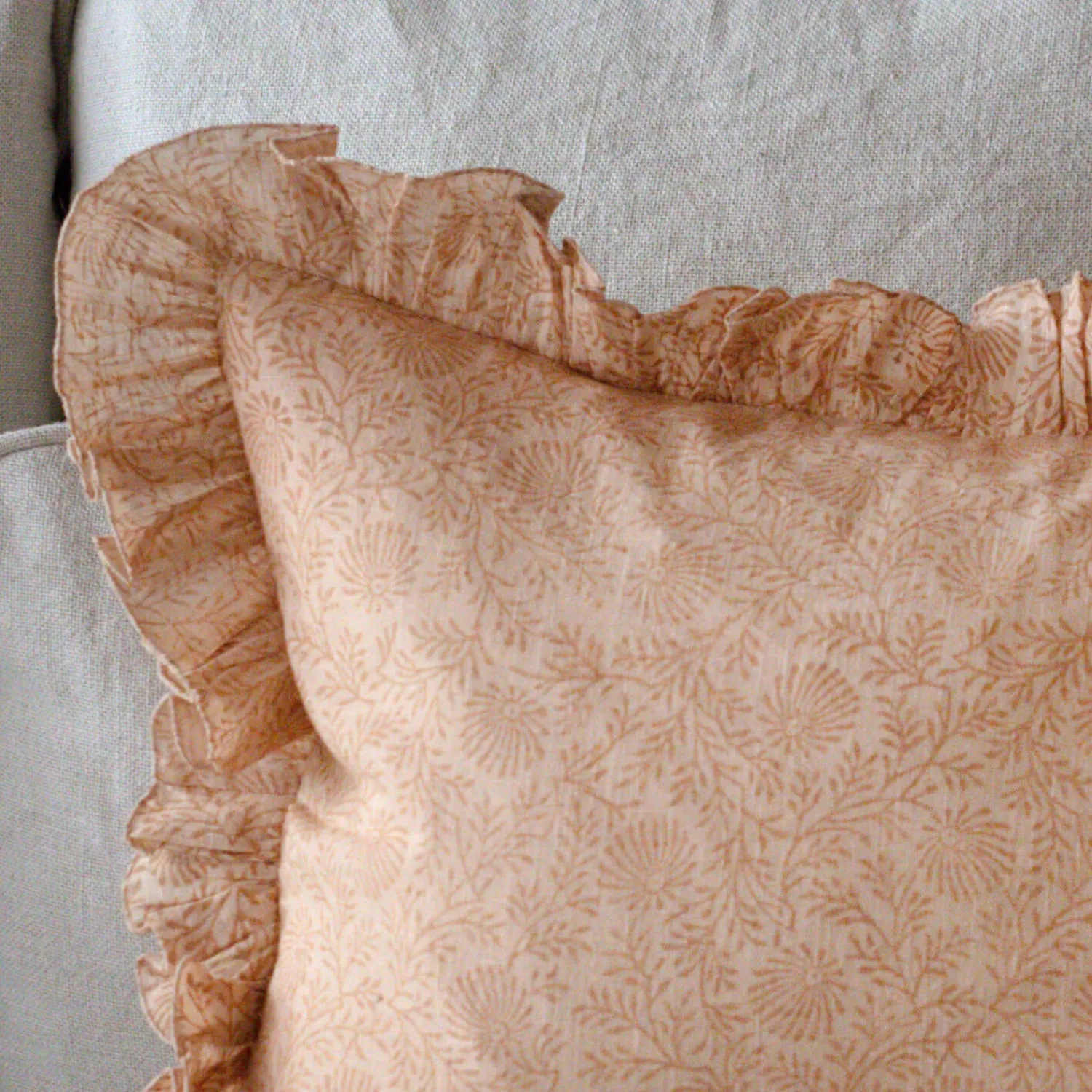 Graham & Green Indian Hand Block Printed Square Floral Cushions