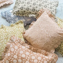 Graham & Green Indian Hand Block Printed Square Floral Cushions