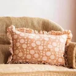 Graham & Green Indian Hand Block Printed Rectangular Floral Cushions