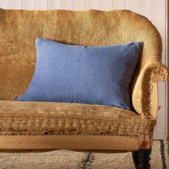 Graham & Green Indigo Rectangular Linen Cushion