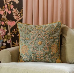 Graham & Green Ione Embroidered Velvet Square Cushion