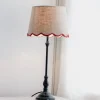 Graham & Green Iris Table Lamp with Red Scalloped Shade