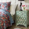 Graham & Green Jade Green Floral Bone Inlay Bedside Table