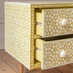 Graham & Green Jaipur Bone Inlay Bedside Table