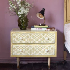 Graham & Green Jaipur Bone Inlay Bedside Table