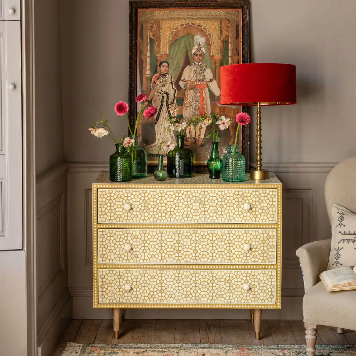 Graham & Green Jaipur Bone Inlay Chest of Drawers
