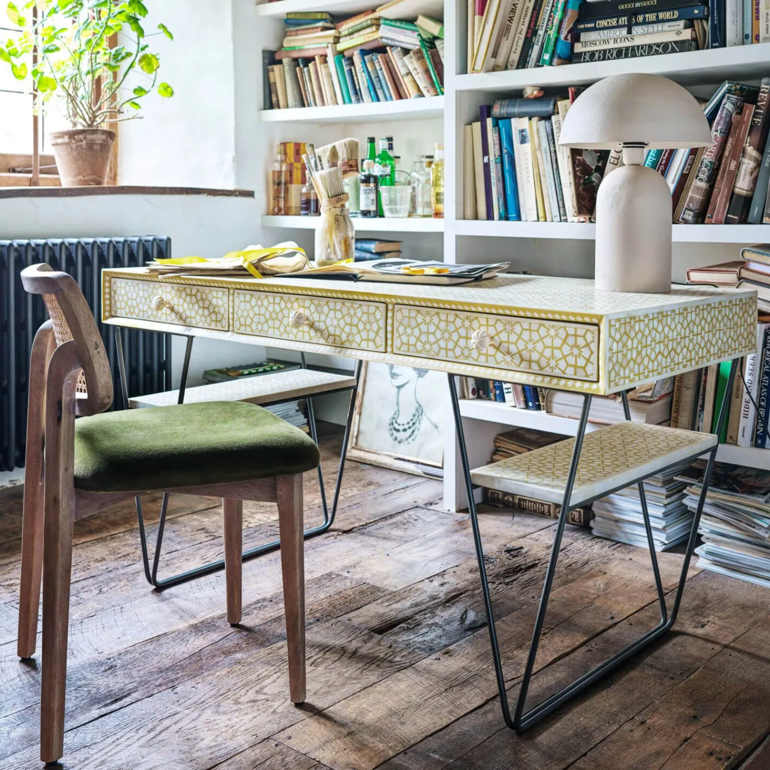 Graham & Green Jaipur Bone Inlay Desk