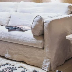 Graham & Green Jasmine Natural Belgian Linen Two Seater Sofa