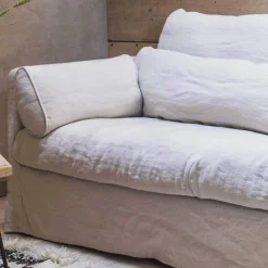 Graham & Green Jasmine Natural Belgian Linen Three Seater Sofa