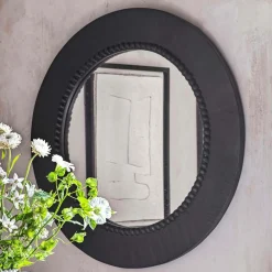 Graham & Green Jonas Black Round Wall Mirror