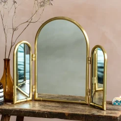 Graham & Green Jules Antique Gold Triple Table Top Mirror