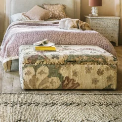 Graham & Green June Jute Floral Ottoman
