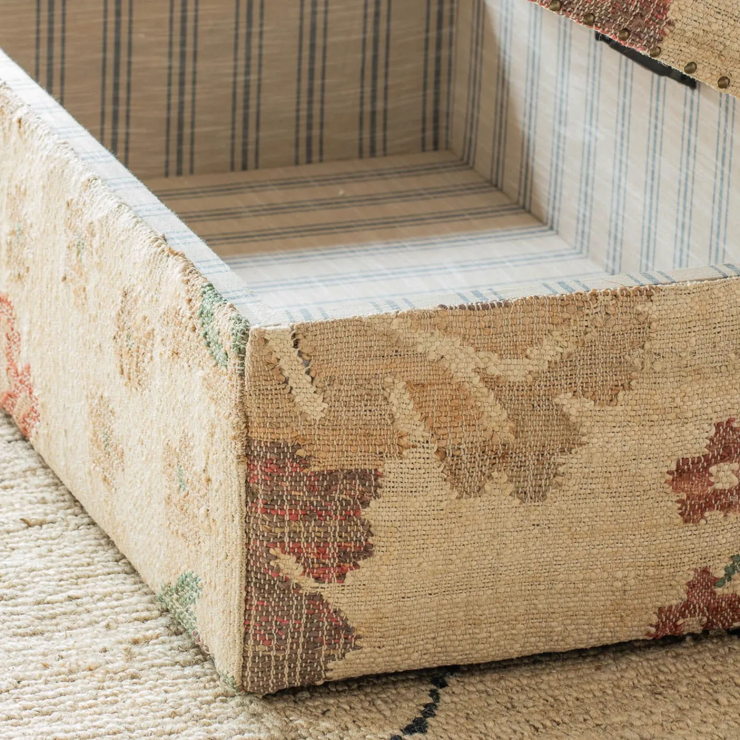 Graham & Green June Jute Floral Ottoman